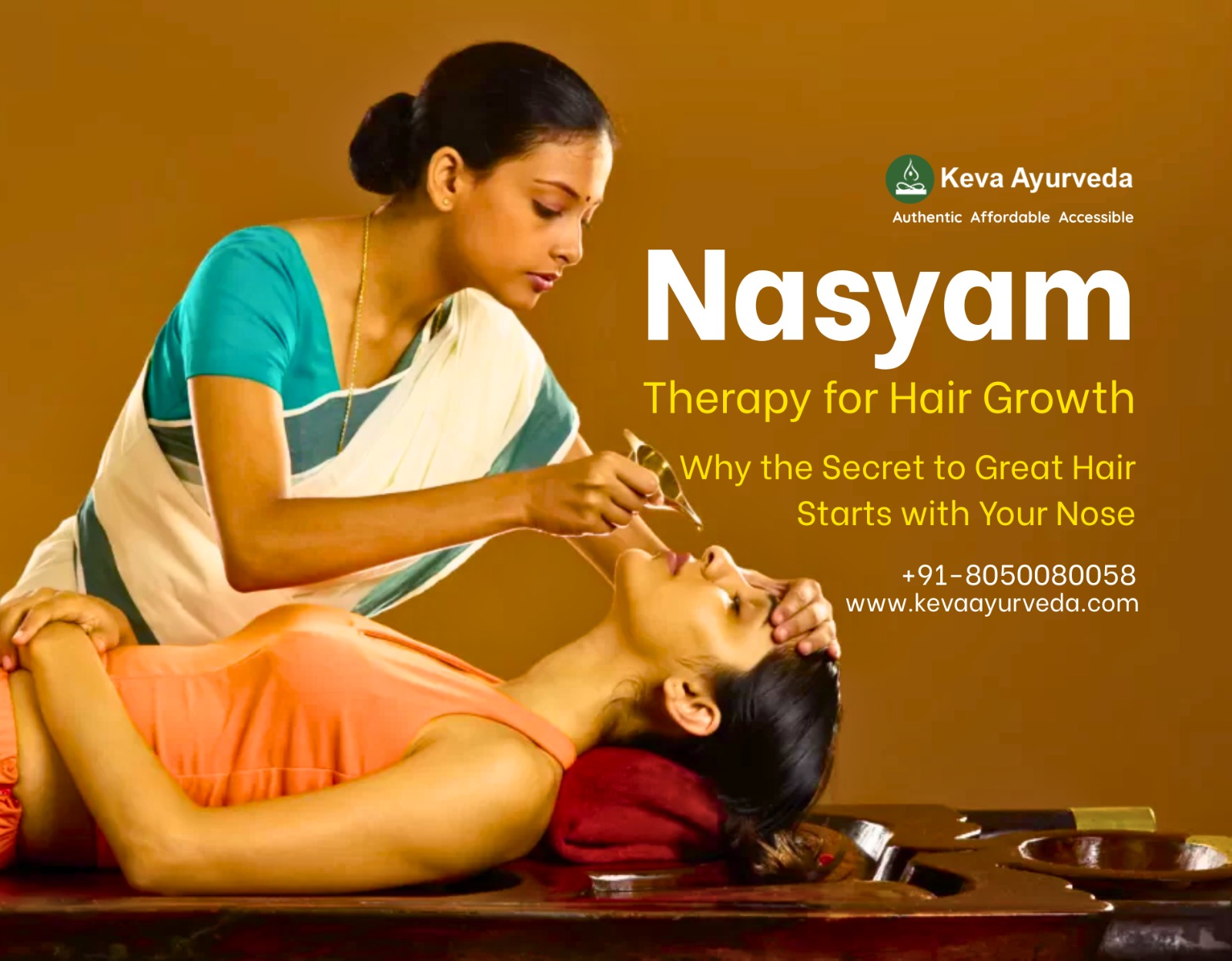 "Professional Nasya treatment at Keva Ayurveda for hair regrowth and sinus relief."
